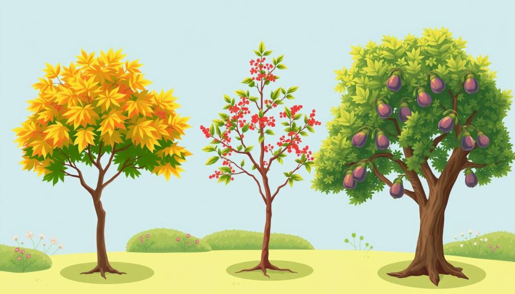 Image of Japanese maple, eastern redbud, and common fig trees Image of Japanese maple, eastern redbud, and common fig trees
