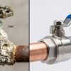 Old corroded plumbing valve vs new stainless ball valve on copper pipe—upgrade to modern, reliable, leak-free plumbing.